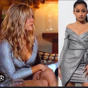 Akira Small Silver Long Sleeve Mini Dress Cassie Randolph Bachelorette